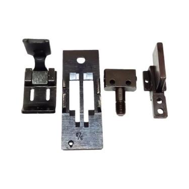 Imagem de Conjunto Pespontadeira 2 Agulha Fixa 3/8 Calcador Chapa Dente Bitola D