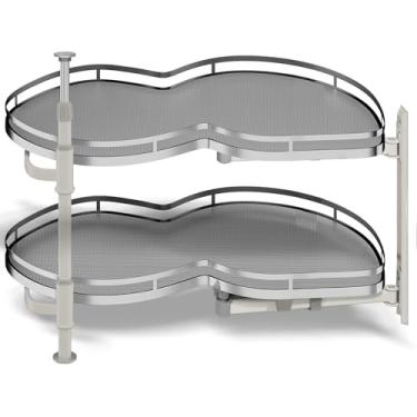 Imagem de Organizador de armário de canto cego, organizador de armário com fecho suave para a direita, 66 cm, armário de canto para prateleira cega, bandeja de 2 camadas, altura ajustável