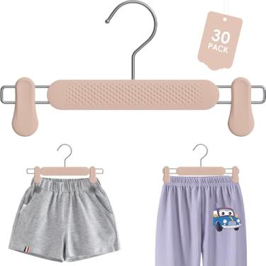 Imagem de Cabides para calças de saia em relevo fosco com clipes para mulheres, pacote com 30, ajustáveis, resistentes, crianças, shorts para bebês, com gancho giratório de 360° (damasco)