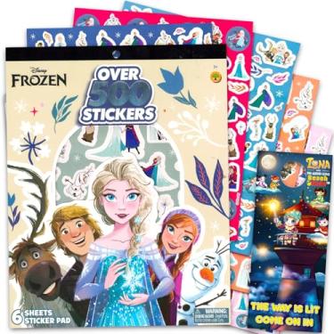 Imagem de Disney Conjunto de livros de adesivos Frozen - Pacote com mais de 500 adesivos para crianças pequenas com Elsa, Anna, Olaf, mais | Lembranças e decorações de festa Disney Forzen