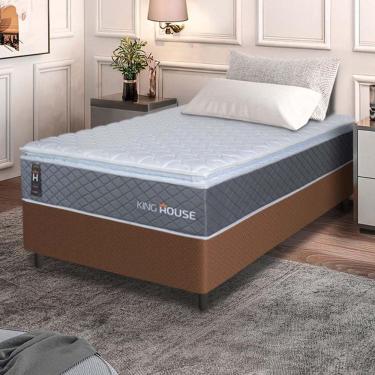 Imagem de Conjunto Box Marrom Argel Cinza Espuma D33 Solteiro 88x188x67 - King House