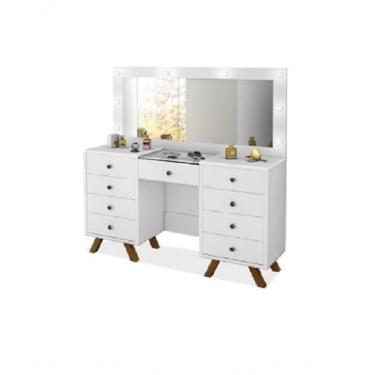 Imagem de Penteadeira 9 Gavetas Branca Led E Espelho