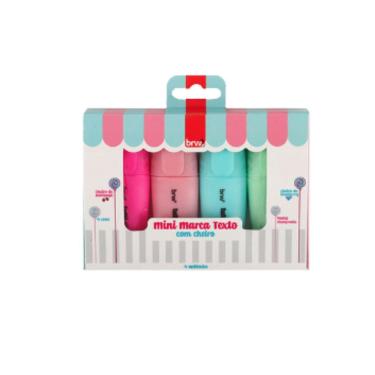 Imagem de Mini Marca Texto Tons Pastéis 4 Cores Com Cheiro - Brw