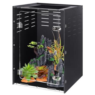 Imagem de maiyuolg Gabinete para tanque de répteis – Terrário de répteis de lagartixa com crista de 40,6 cm x 40,6 cm x 63,5 cm – Habitat acrílico com ventilação para lagartos, cobras e camaleões
