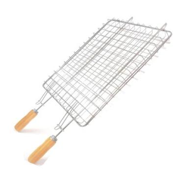 Imagem de Grelha Dupla Grande De Assar Peixe  Assa dos Dois Lados com Facilidade