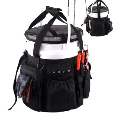 Imagem de Hevio Organizador De Baldes Para Equipamentos Pesca No Gelo Com Capa, Bolsa Equipamentos, 2 Suportes Varas E Alicates, Acessórios 5 Galões (Sem Ferramentas)