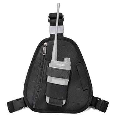 Imagem de HYSHIKRA Mochila De Peito Para Rádio Universal, Suporte Nylon Walkie-Talkie, Bolsa Coldre, Acessórios Frontal Baofeng Uv5R Kenwood Yaesu Motorola Cobra Retevis Bidirecional (Preto Grande, Grande)