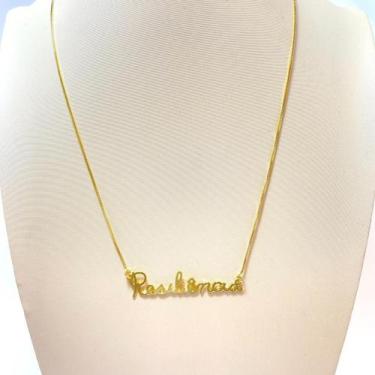 Imagem de Colar Pingente Escrito Resiliência Folheado A Ouro - Farida Nesi Desig