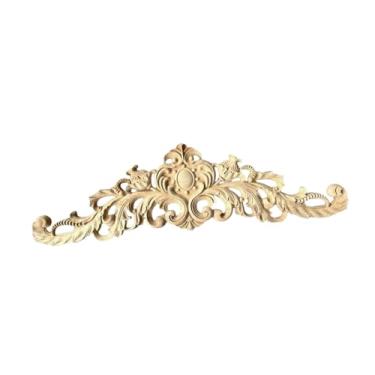 Imagem de Generic Aplique longo de madeira esculpida para decoração de móveis, aplique de madeira para canto de casa, decalque para lareira, janela, armário, projeto, 30cmx8cm