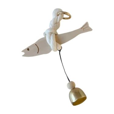 Imagem de ＡＷＨＡＯ Pendente de porta de madeira com peixe, enfeite de porta de madeira com corda de algodão para arte de parede na entrada, S with Bell