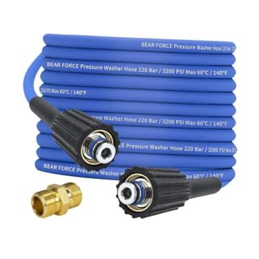 Imagem de Fenteer Mangueira para lavadora de alta pressão com rosca M22, 32,8 pés, 3200 PSI, extensão de mangueira de substituição para lavagem de piso de calçada e, a