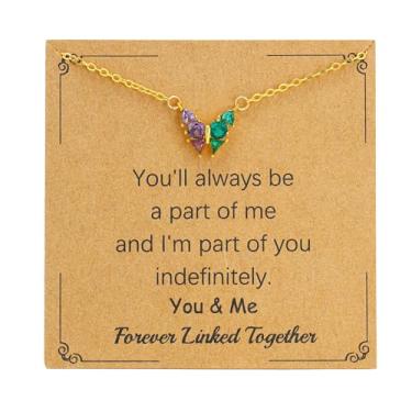 Imagem de SOPIFY Colar feminino com pedra do mês de nascimento de borboleta, dourado, delicado para mãe, filha, irmã, avó, neta, amigas, melhores presentes de pedra do mês de nascimento, Adjustable, Cobre, Sem