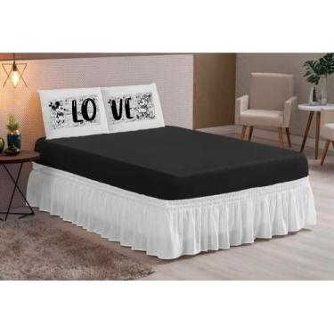 Imagem de jogo de lençol 3 peças casal queen love preto branco - theovitex enxov
