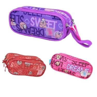 Imagem de Estojo Escolar Triplo Feminino Preguica Sweet Sleep Clio MF2150, 1
