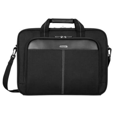 Imagem de Targus Bolsa para laptop fina clássica de 15 a 16 polegadas, preta - pasta ergonômica e bolsa carteiro - Bolsa espaçosa acolchoada de espuma para laptops de 16 polegadas e abaixo (TCT027US)