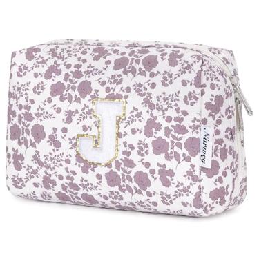 Imagem de Narwey Bolsa de maquiagem inicial personalizada, presentes de Páscoa para adolescentes, meninas, crianças, mulheres, monograma, bolsa cosmética moderna, 6, 8, 10, 11, 12, 13, 14, 16, 18 anos de idade