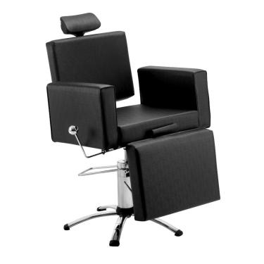 Imagem de Cadeira Cabelereiro Barbeiro Maquiagem Poltrona Reclinável Class Salão de Beleza Estofados Preta