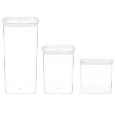 Imagem de Jogo 3 Potes Plásticos 800ml 1,4L 2L Porta Mantimentos Massa