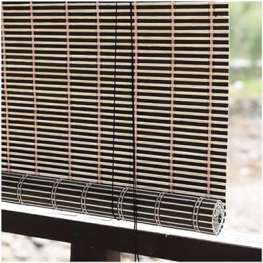 Imagem de Cortinas De Rolo De Bambu Com Fio Natural Semi-transparente, Persianas De Proteção Uv Com Filtragem De Luz Ripada Para Interior E Exterior, Cortinas De Ma, Coffee, W×H 140x160cm(55x63in)