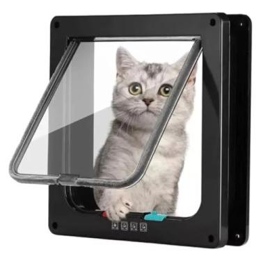 Imagem de Porta Portinha de Passagem Gatos Pets Cães Com Trava Tamanho Grande Cores Branca ou Preta(Preto)