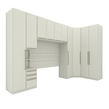Imagem de Quarto Modulado Casal Kit com 6 Peças 10 portas Predileto Henn - Areia