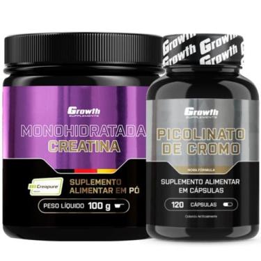 Imagem de Creatina Pura 100g Creapure + Cromo Picolinato 120 Caps Growth