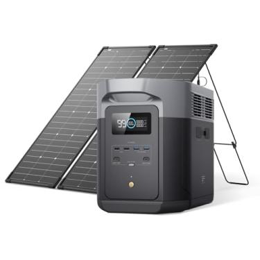 Imagem de EF ECOFLOW - Gerador Solar 220V DELTA 2 Max 2048Wh com Painel Solar de 125 W*2, Bateria LFP, Estação de Energia Portátil com Saída AC de até 3400W, Carregamento Rápido (0-80% em 43 Minutos)