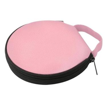 Imagem de Nenluny Capa de DVD portátil redonda para armazenamento de carro, organizador de carteira de DVD CD para carro (rosa)
