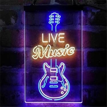Imagem de Guitarras Rock Neon Sign Bar Music Rock Led Neon Light Sign Guitar Music Neon Signs Guitar Shape Music Neon Signs Party Wall Art Decor Music Music Lovers Gift With Dimmable Switch, A, 15.7"x23.6"