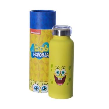 Imagem de Zona Criativa – Garrafa Bubble Bob Esponja 500ml | Tampa Rosqueável com Vedação em Silicone – Mantém a Temperatura por até 6h - Compacta e Prática para acompanhar a Rotina