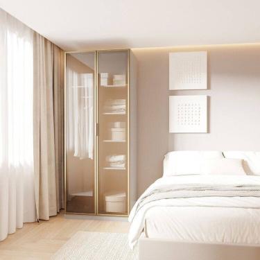 Imagem de Guarda-Roupa Modulado 2 Portas Reflecta com Prateleiras Jade Cabecasa Madeiramadeira Cinza Urbano