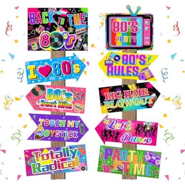 Imagem de Hooqict 20 Peças De Decoração Para Festa Dos Anos 80, Letreiro Retrô Neon, Adereços Cabine Fotos Adultos, Disco, Hip Hop, Tema Suprimentos Aniversário