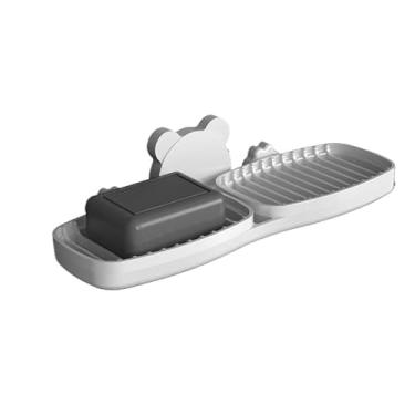 Imagem de Saboneteira Parede，Saboneteira DrenáVel Banheiro Dupla Camada Organizador de Parede de Armazenamento(BRANCO)