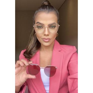 Imagem de Óculos Clipon Sol Armação Feminina Grau Metal 2 em 1 Milca- Óculos Sun