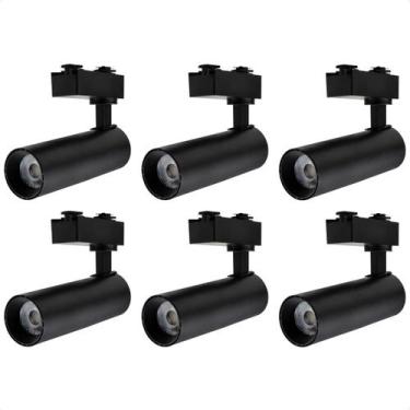Imagem de Kit 6 Spot Longo Led MR16 para Trilho Eletrificado Preto - Blumenau Il