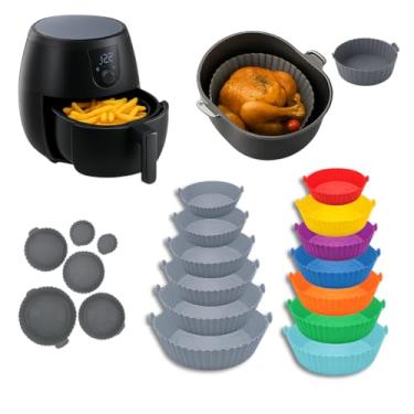 Imagem de Kit com 6 Formas de Silicone Antiaderente para Air Fryer, Reutilizáveis e Universais, Compatíveis com Forno, Micro-ondas e Fritadeira Elétrica – (Cores Sortidas) – Qualidade Premium LNSTORE