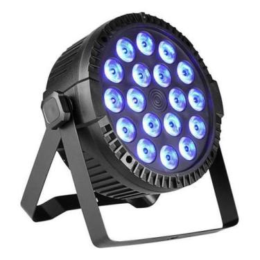 Imagem de Canhao Refletor Par 64 Slim 18 Leds 18W Dmx Rgbwa+Uv 6 Em 1 - Skypix