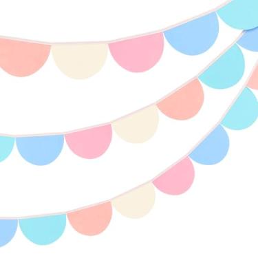 Imagem de VitalCozy 2 peças de faixa de galhardete de feltro, cor pastel, boho, cor pastel, 3 metros, guirlanda de festa, incluindo excesso de cordão, feliz aniversário, chá de bebê, casamento, berçário