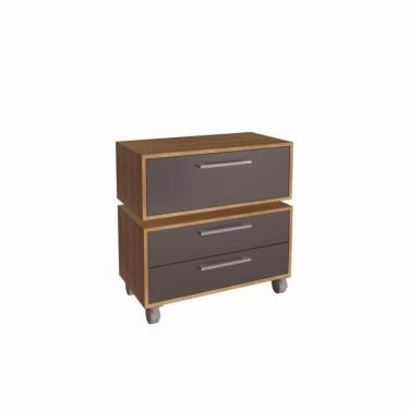 Imagem de Gabinete Suspenso 80cm Alice Mel Grafite com Balcão Gavetas Com 1 Basculante Para Banheiro Sem Cuba