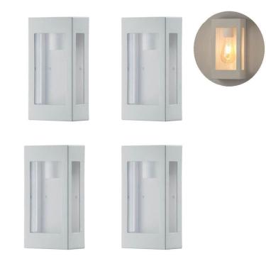 Imagem de Kit 4 Arandela Externa Retro Retangular Branca E27 Zan89