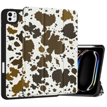 Imagem de Deokke Capa compatível com iPad Pro de 11 polegadas M4 de 5ª geração (2024) com suporte para lápis, capa traseira de TPU para hibernar/despertar automática com carregamento de lápis para iPad, fofo,