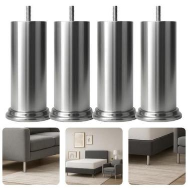 Imagem de Kit Com 4 Pés Concreto 15cm Rosca Soberba Móveis Pesados Cama Box Esto