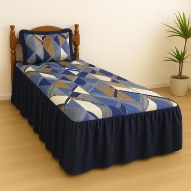 Imagem de Colcha Solteiro Lorena 2 Peças De Tecido estampado Com Babado 2,50m x 