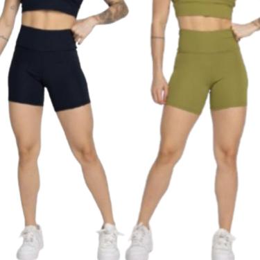 Imagem de KIT 2 Short Smart Verão Serra e Mar Shortinho Para Treino Academia Moda Fitness-Feminino