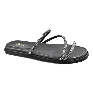 Imagem de Papete Godiva Minimalista Tiras Finas Brilhantes Feminina Preta