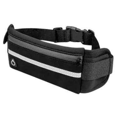 Imagem de Pochete Esportiva Impermeável, Doleira, Porta Garrafa, Refletiva, com Entrada para Fone de Ouvido, para Academia, Corrida e Ciclismo. (Preta)