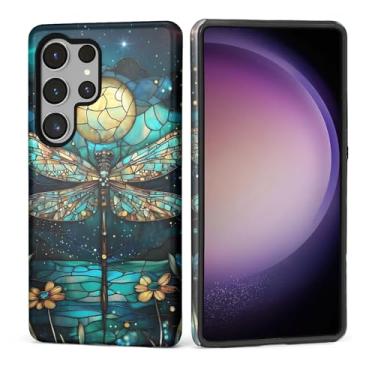 Imagem de Capa para Samsung Galaxy S25 Ultra, Silicone Macio Fosco + PC Rígido Anti-Riscos Corpo Inteiro Robusta À Prova de Choque Capa 2 em 1 para Mulheres e Homens - Vitral Libélula