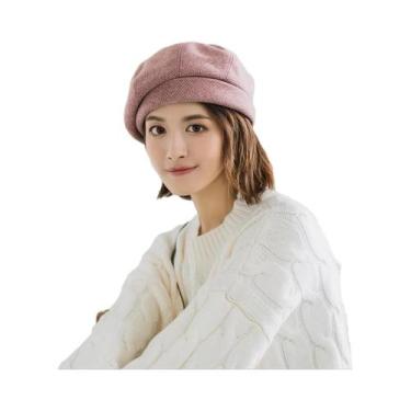 Imagem de Chapéu De Boina Estilo Coreano Xadrez Feminino Outono Inverno Bonito A