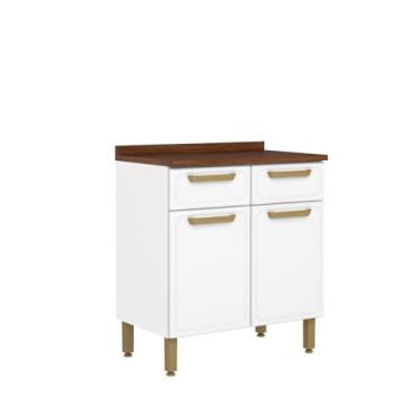 Imagem de Balcão de Aço Tampo 2 Portas 2gavetas Branco Bella Bertolini