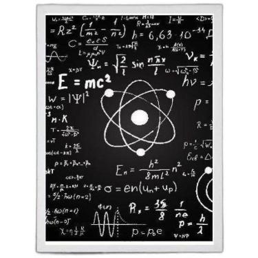 Imagem de Quadro Decorativo Física Átomo Equação 33X24Cm Vidro Branca